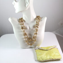 RARE MING'S HAWAII 2PC 14K YELLOW GOLD OVAL AND BALL NECKLACE W/ RECEIPT