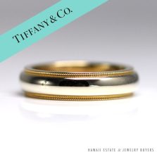 AUTHENTIC TIFFANY & CO. 18K YELLOW GOLD MILGRAIN WEDDING BAND RING 5MM (SZ 6.75)