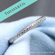 AUTHENTIC TIFFANY & CO. LEGACY 2MM DIAMOND ETERNITY PLATINUM BAND RING SZ 7.5