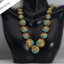 TIFFANY & CO 77.4g 18KYG TURQUOISE 18" NECKLACE