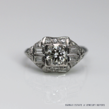 VINTAGE 3.1g PLATINUM 0.96ctw DIAMOND FILIGREE RING SIZE 4.5