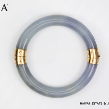 GIA 68.2g 14KYG PURPLISH GRAY HINGED BANGLE BRACELET SIZE 7.25