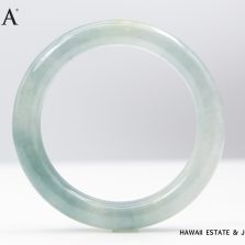GIA GREEN-GRAY JADE BANGLE BRACELET SIZE 7.25