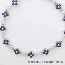2.50ctw Sapphire 0.33ctw Diamond SI/GH 18K White Gold Bracelet Size 7.25