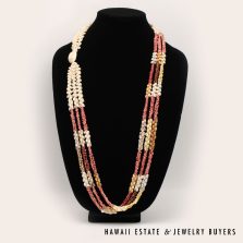 Ni'ihau Shell Lei: Tripple-Strand, Multi-Color Kipona (39 inches)