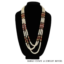 Three-Strand Multi-Color Layered Ni'ihau Shell Lei