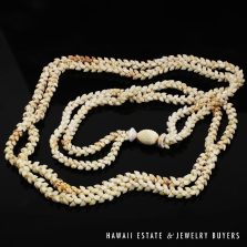 Double Strand Ni'ihau Shell Lei: Pikake Momi 51 inches #SC2017-01