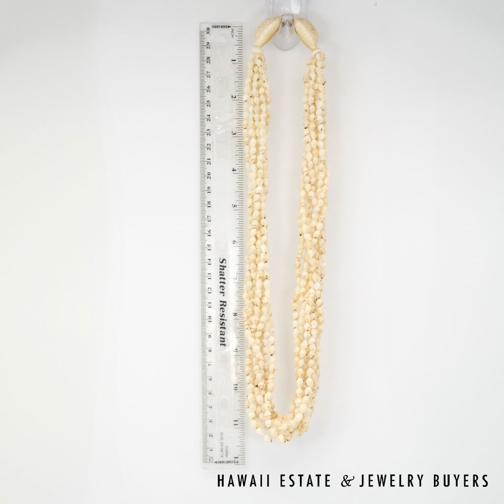 Nine-Strand Ni'ihau Shell Choker: Pololei Momi Lenalena #2637-02 - Image 7