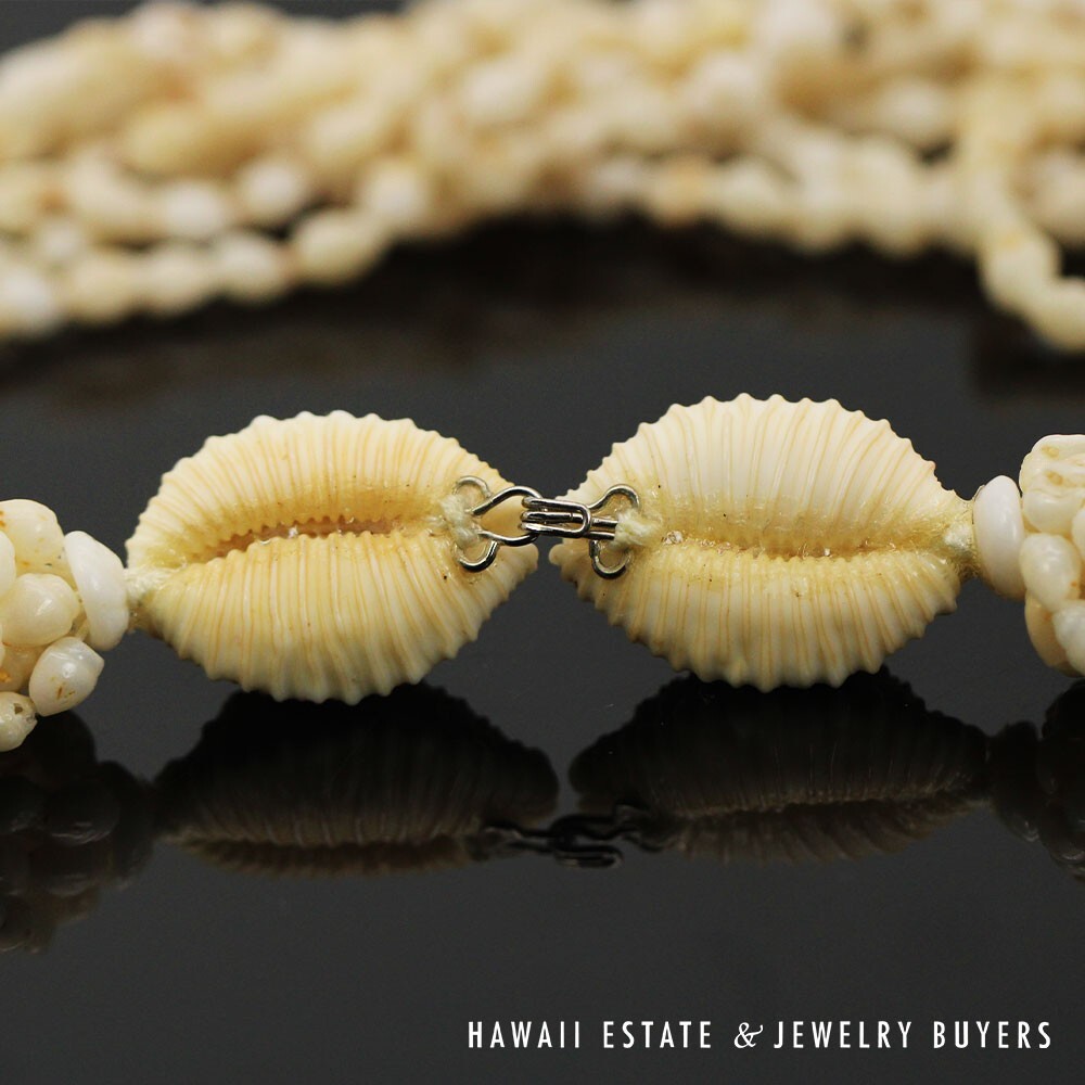 Nine-Strand Ni'ihau Shell Choker: Pololei Momi Lenalena #2637-02 - Image 5