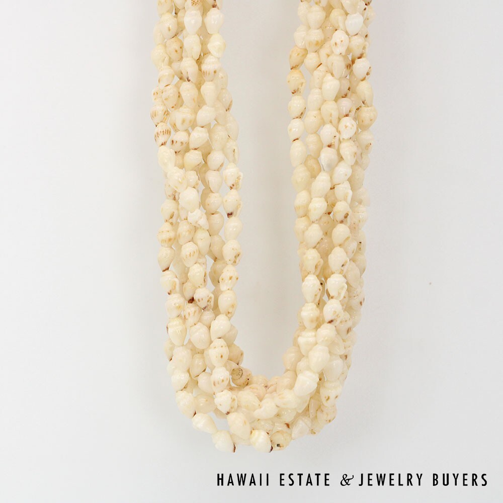 Nine-Strand Ni'ihau Shell Choker: Pololei Momi Lenalena #2637-02 - Image 11