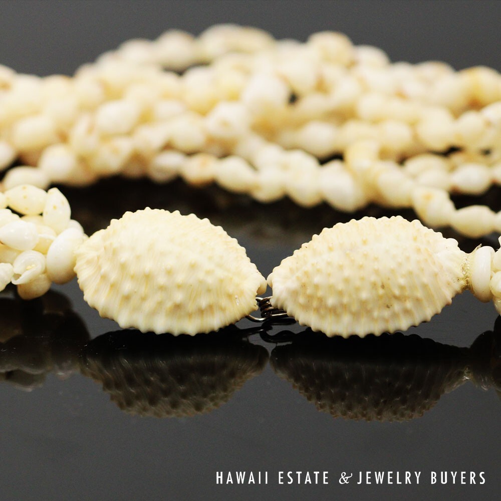 Nine-Strand Ni'ihau Shell Choker: Pololei Momi Lenalena #2637-02 - Image 3