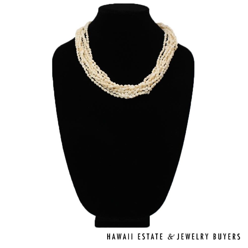 Nine-Strand Ni'ihau Shell Choker: Pololei Momi Lenalena #2637-02 - Image 12