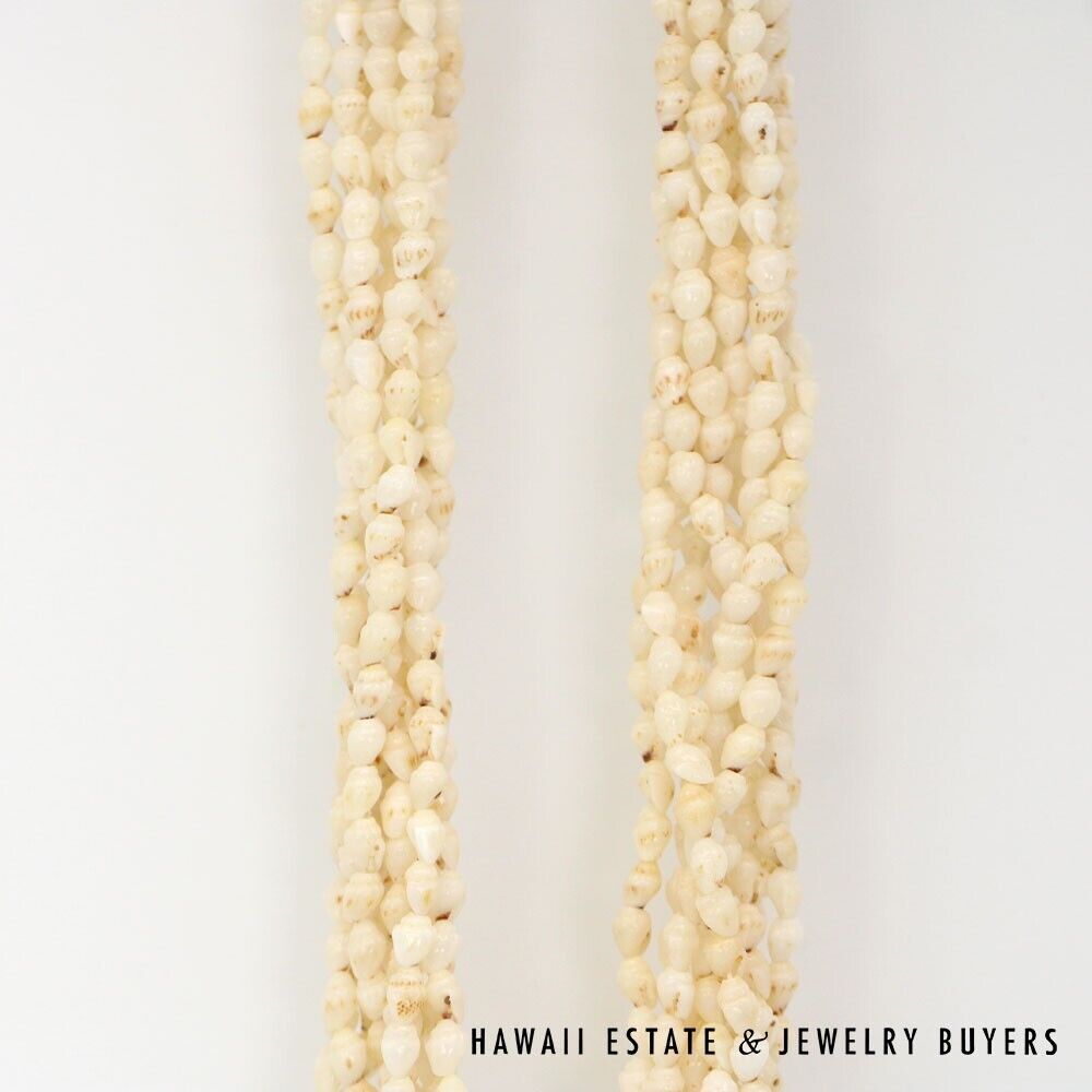 Nine-Strand Ni'ihau Shell Choker: Pololei Momi Lenalena #2637-02 - Image 10