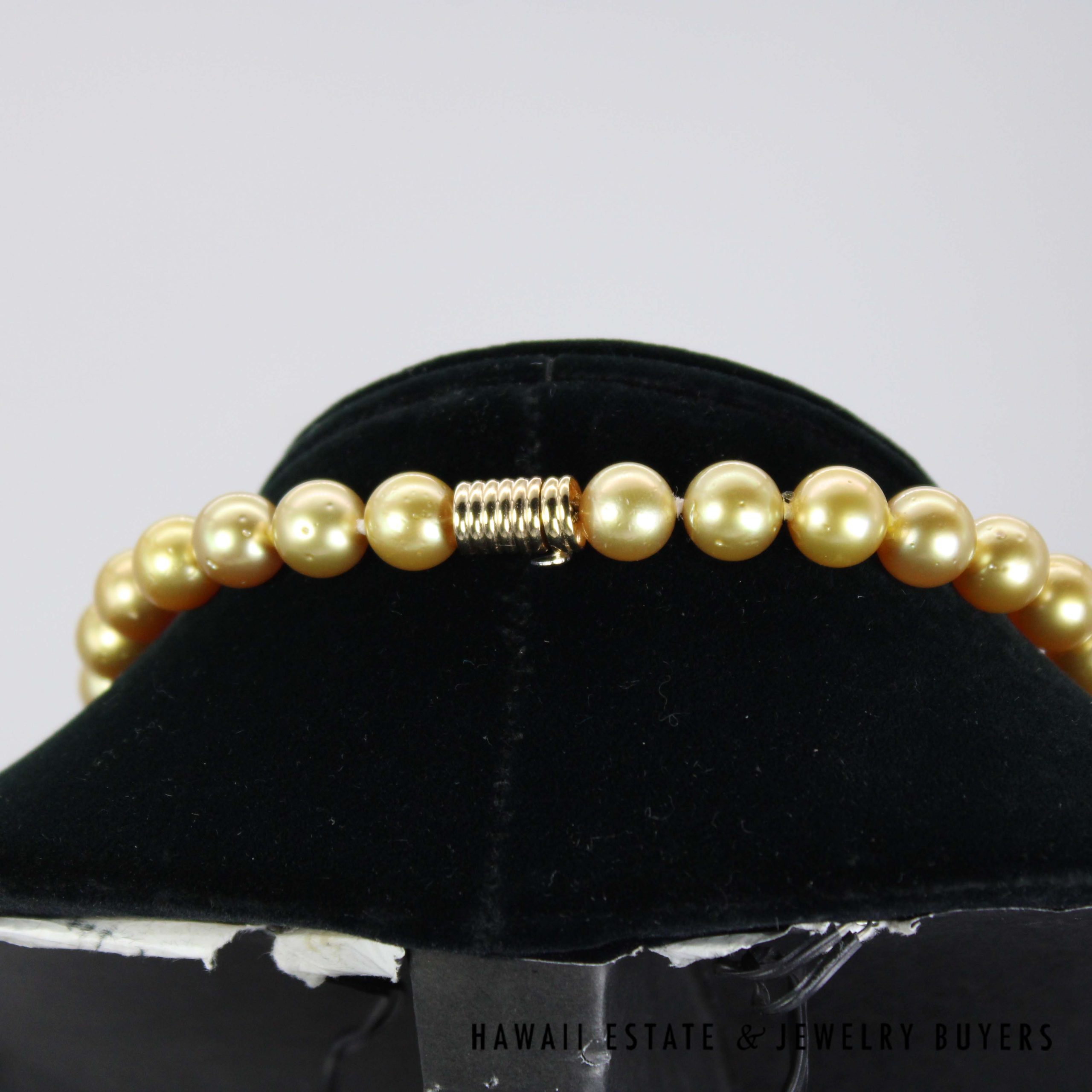 10-12mm Graduated South Sea Pearl Strand 14k Yellow Gold Necklace 17" - Image 5