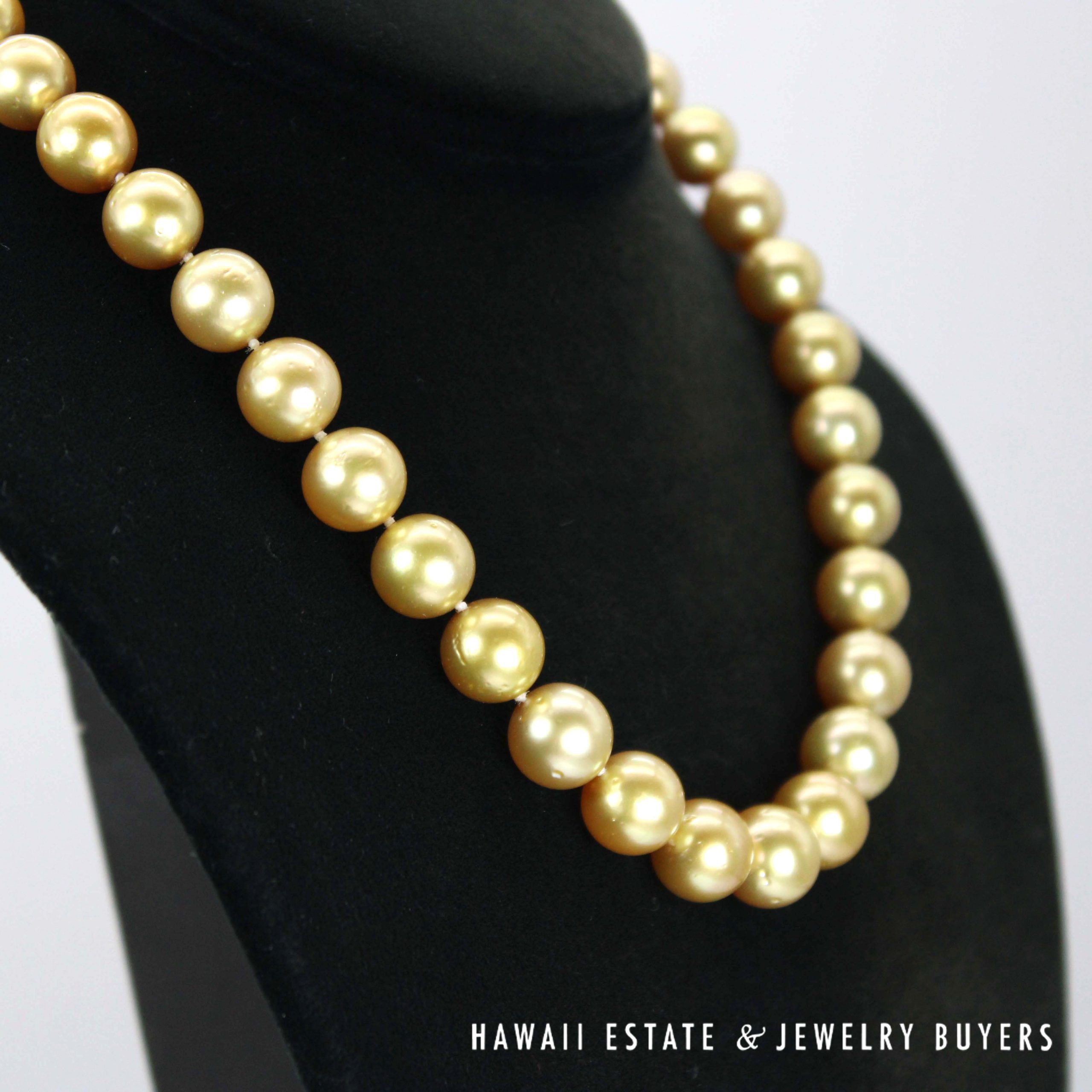 10-12mm Graduated South Sea Pearl Strand 14k Yellow Gold Necklace 17" - Image 4