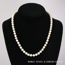 6.5-7mm Cultured Pearl 18" Strand Necklace KNotted 14K Yellow Gold Clasp