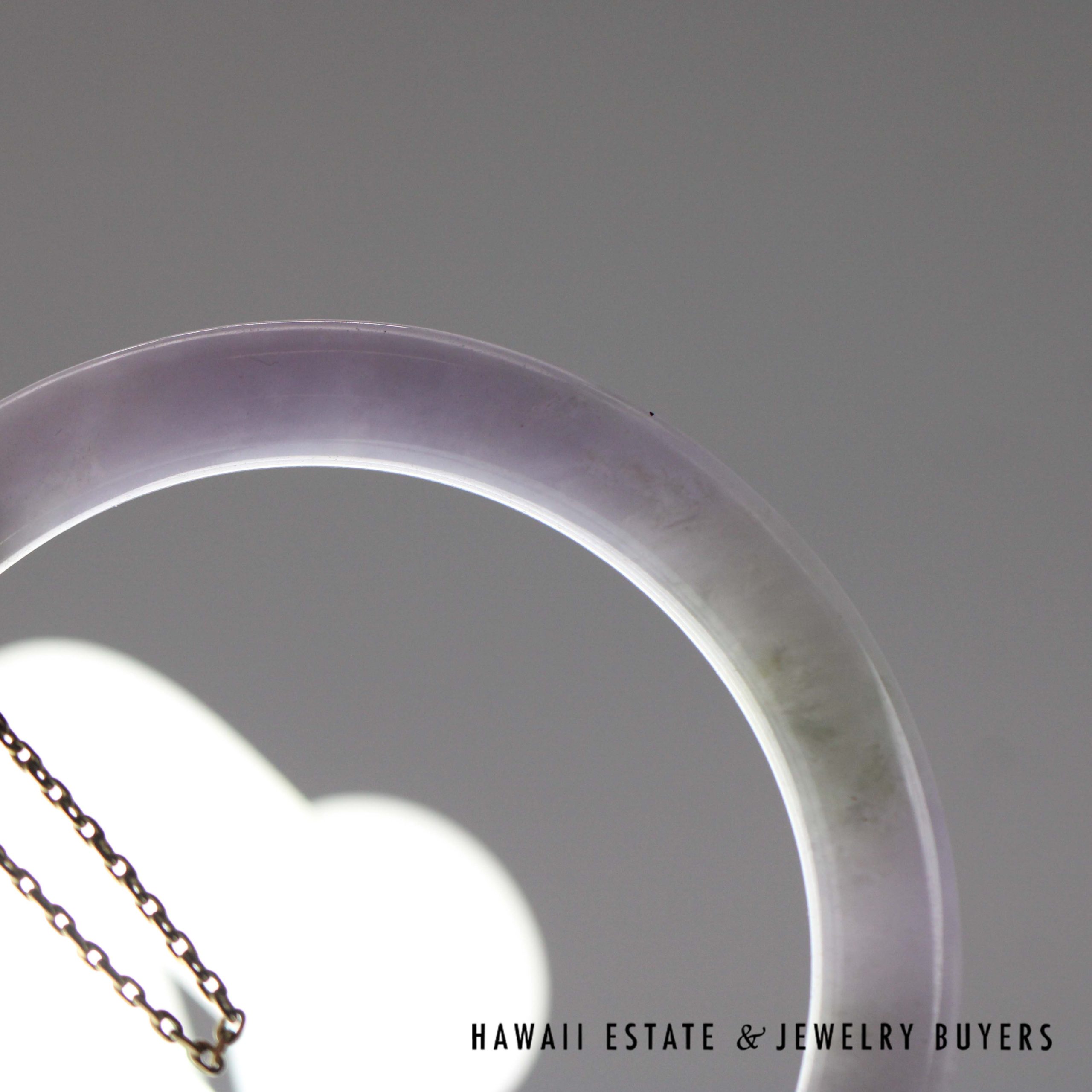 GIA Lavender Jade Hinged Bangle with 14K Yellow Gold Bracelet Size 6.75" - Image 10