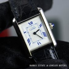 Cartier Sterling Tank Watch Stainless Deployant Buckle With Extra Band, Pouch, Box , Book and Papers