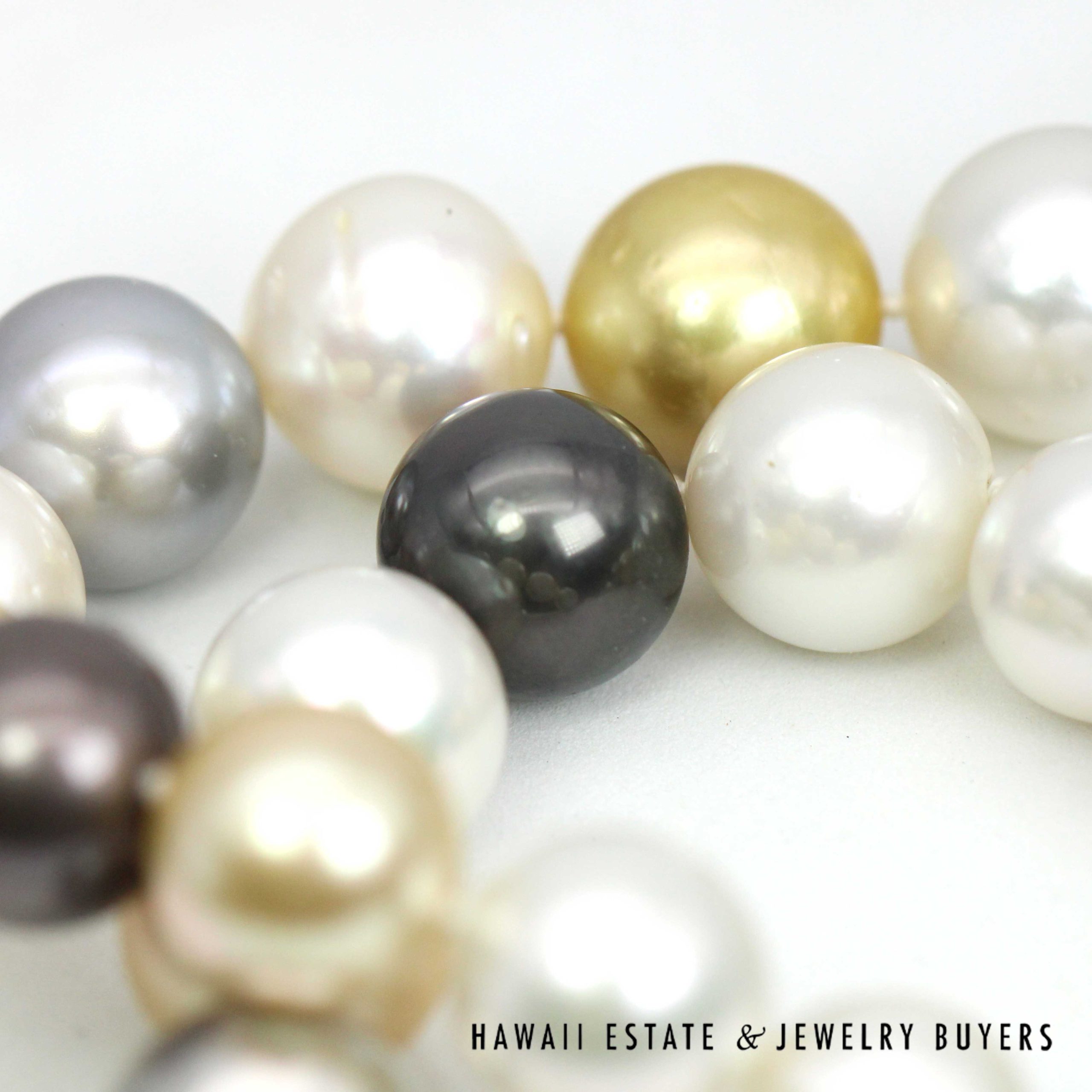 Multicolor South Sea Pearl Necklace Graduates 12mm-16mm 18" Strand with 14K Yellow Gold Clasp - Image 7