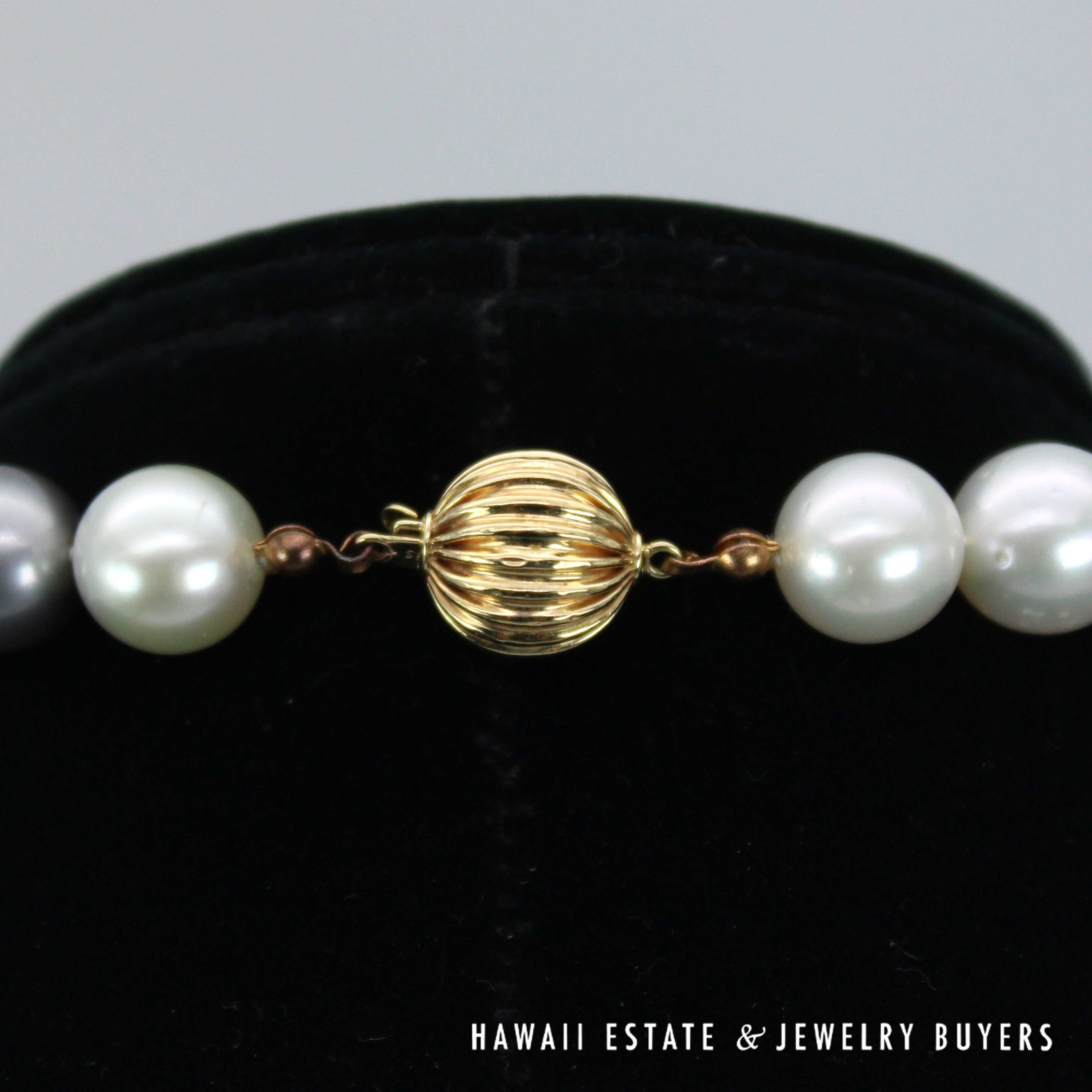 Multicolor South Sea Pearl Necklace Graduates 12mm-16mm 18" Strand with 14K Yellow Gold Clasp - Image 2