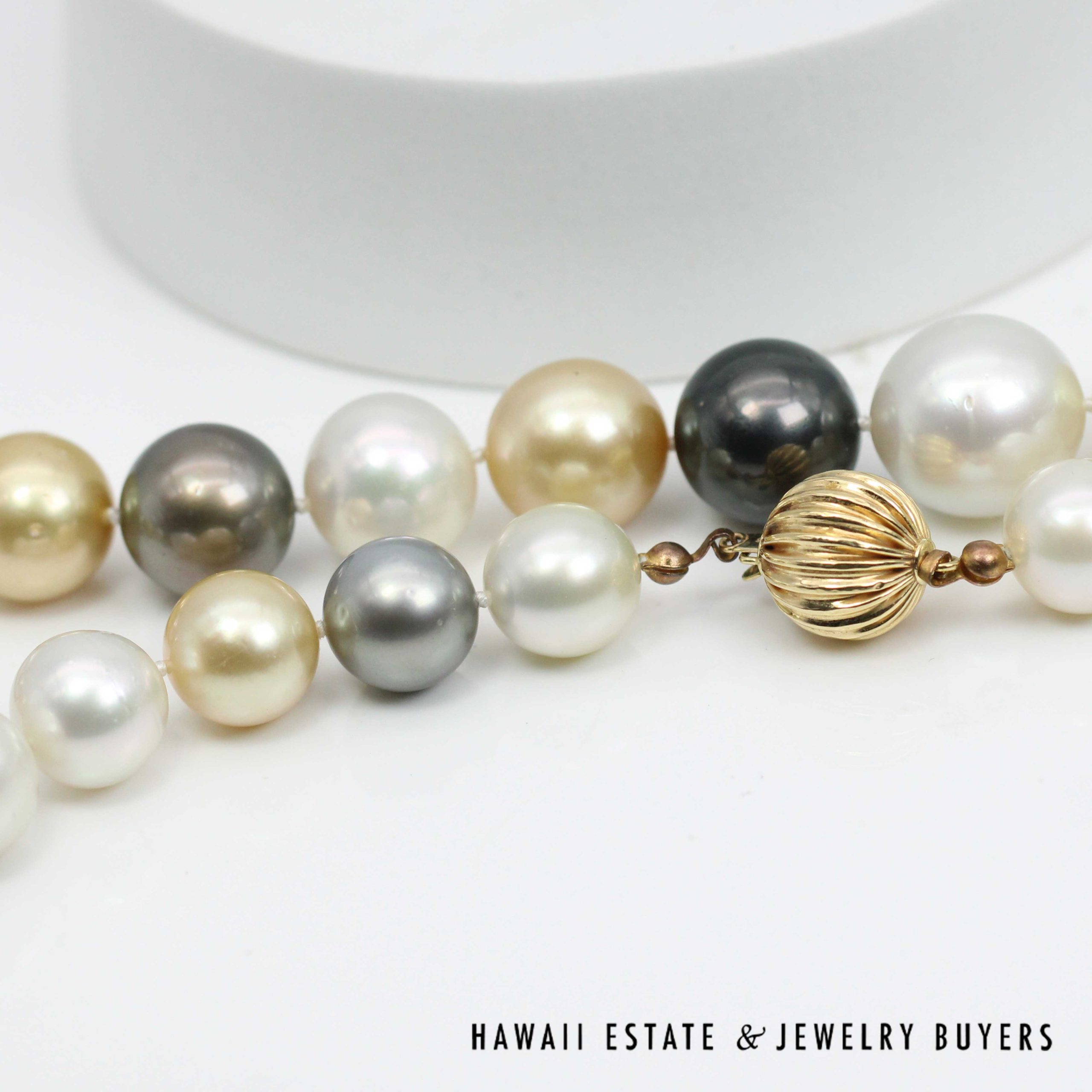 Multicolor South Sea Pearl Necklace Graduates 12mm-16mm 18" Strand with 14K Yellow Gold Clasp - Image 8